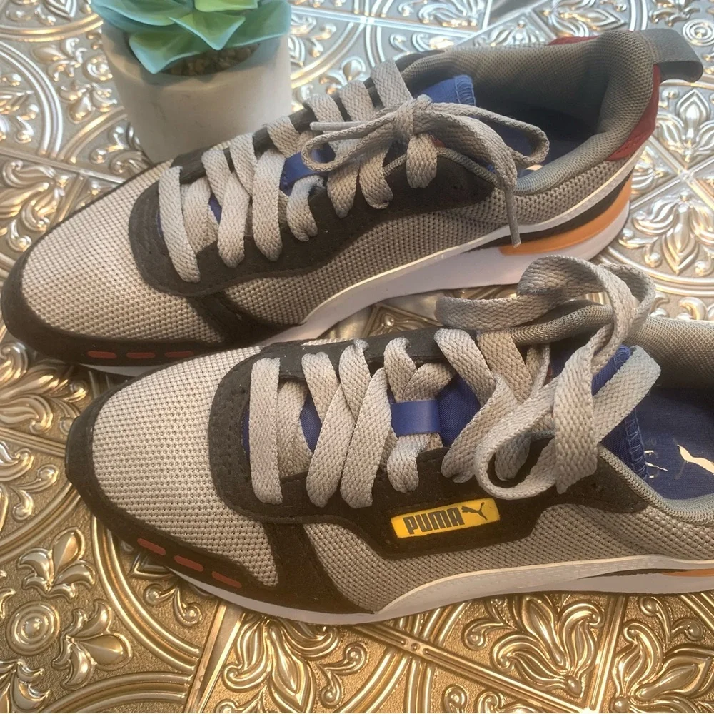 🌹Men's PUMMA R78 Men’s size 7.5  373117-60  Steel Grey Black Comfortable•